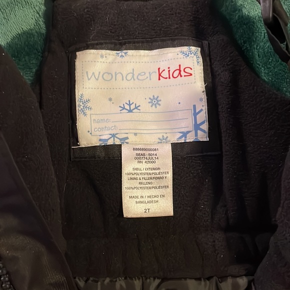 WONDER KIDS BLACK 2T SNOW SUIT BRAND NEW without tags! - Picture 8 of 9